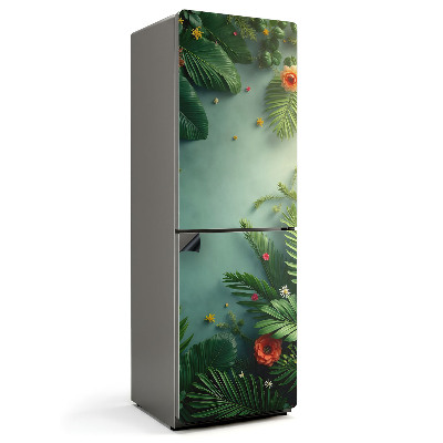 Mata magnetyczna na lodówkę Egzotyczne liście i kwiaty