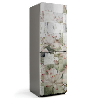 Mata magnetyczna na lodówkę Kwiatowe szachy w stylu liliowym