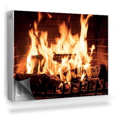Mata magnesowa na kaloryfer Rozpalony kominek domowy ciepłe ognisko