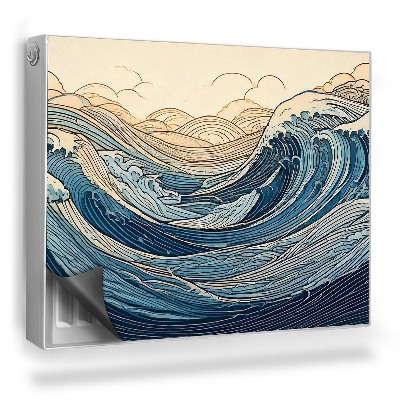 Mata magnesowa na kaloryfer Ilustracja fal na oceanie kolory morskie