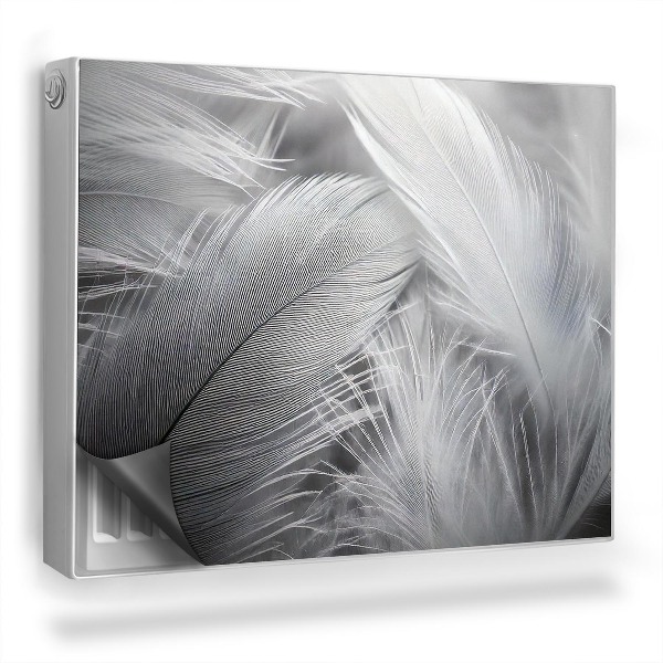 Mata magnesowa na kaloryfer Delikatne ptasie pióra czarno-białe