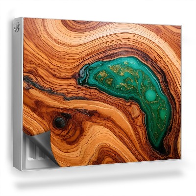 Mata magnesowa na kaloryfer Drewno o wyraźnych słojach turkusowa żywica