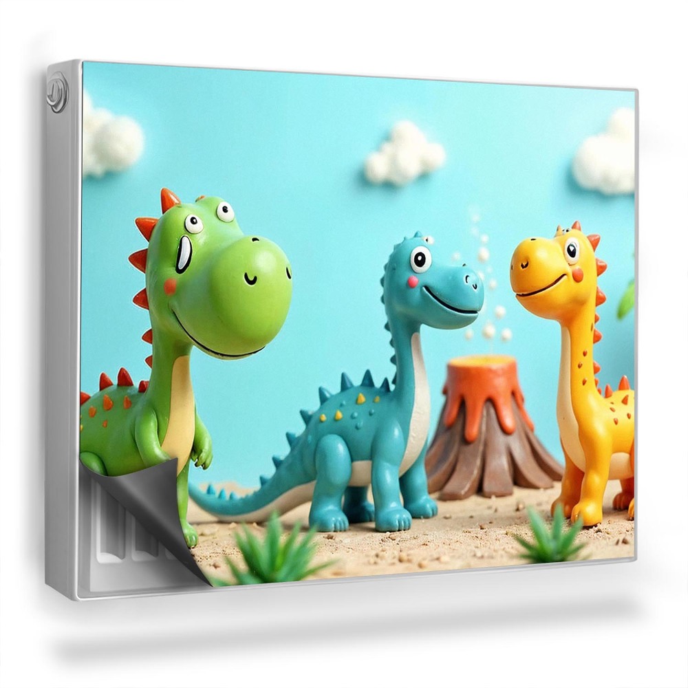 Mata magnetyczna na grzejnik Słodkie dinozaury ilustracja 3D dla dzieci