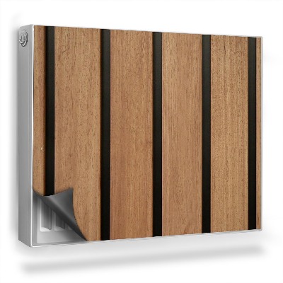 Mata magnetyczna na grzejnik Zbliżenie na drewniane szerokie lamel, pion