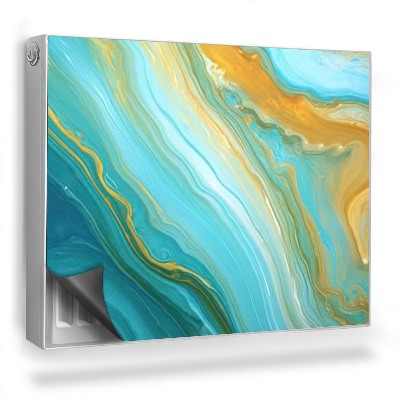 Mata magnetyczna na grzejnik Mieszające sę farby błękitna abstrakcja