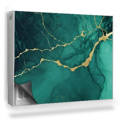 Mata magnesowa na kaloryfer Marmurowa, ciemna tekstura w turkusach