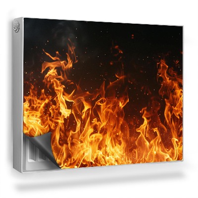 Mata magnesowa na kaloryfer Ogień i dym - płomienie na czarnym tle