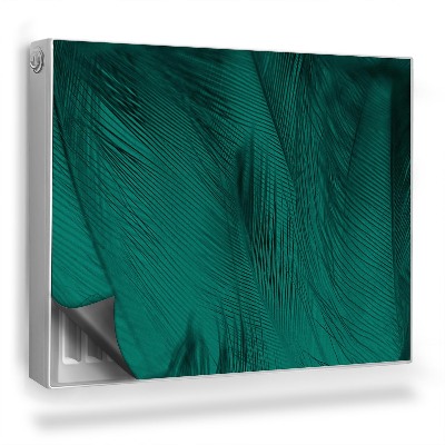 Mata magnetyczna na grzejnik Zbliżenie na turkusowe delikatne pióra