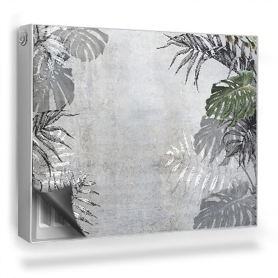 Mata magnetyczna na grzejnik Tekstura betonu i tropikalne liście boho