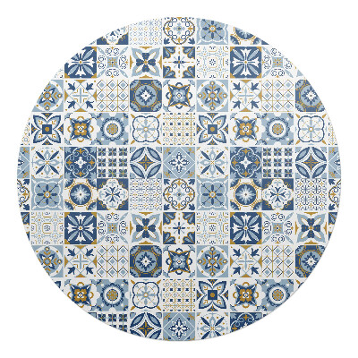 Mata pod krzesło okrągła Kafelki w stylu retro