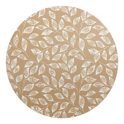 Mata na podłogę pod krzesło okrągła Liście na gałązkach
