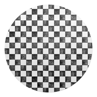 Mata na podłogę pod krzesło okrągła Szachownica vintage