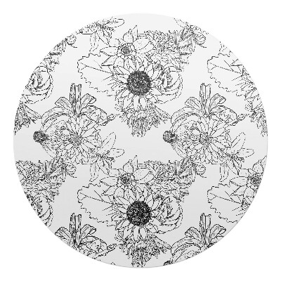 Podkładka pod krzesło obrotowe okrągła Kwiatowy wzór linearny