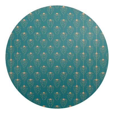 Podkładka pod krzesło okrągła Liściasty wzór retro