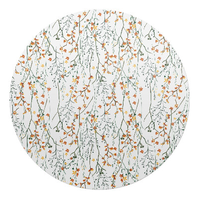 Mata na podłogę pod krzesło okrągła Jesienne kwiaty gałązki