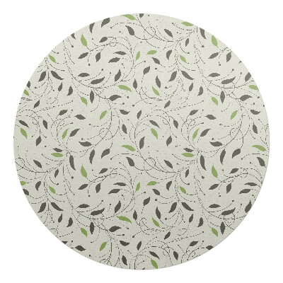 Podkładka pod krzesło obrotowe okrągła Roślinny wzór liściasty