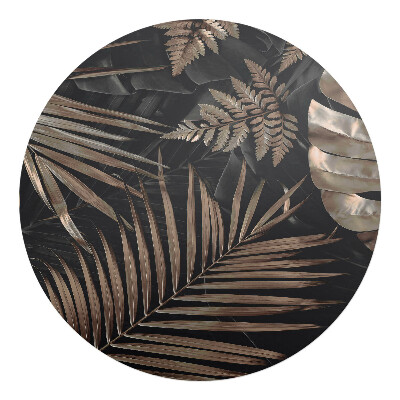 Mata na podłogę pod krzesło okrągła Liście tropikalne