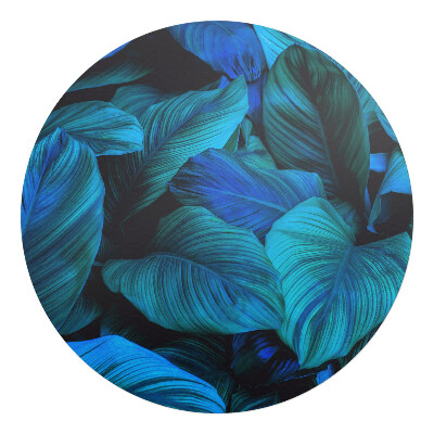 Mata na podłogę pod krzesło okrągła Tropikalne liście