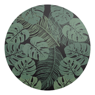Mata pod fotel biurowy okrągła Liście tropikalne