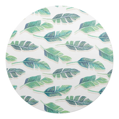 Mata na podłogę pod krzesło okrągła Liście tropikalne