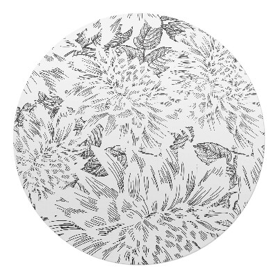 Mata pod krzesło okrągła Kwiatowy szkic liści