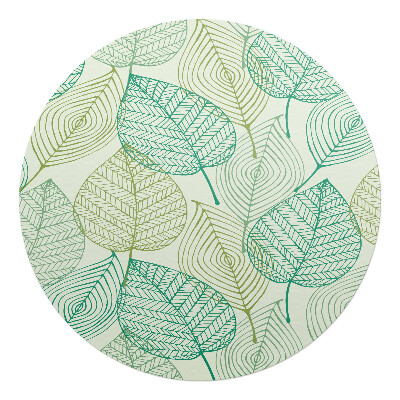 Podkładka pod krzesło obrotowe okrągła Liście we wzory