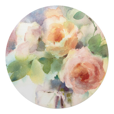 Podkładka pod krzesło okrągła Akwarelowe kwiaty