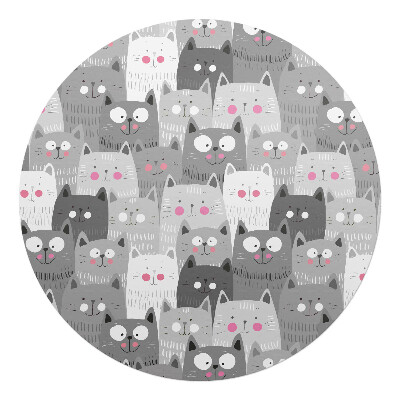 Podkładka pod krzesło obrotowe okrągła Urocze koty wzór