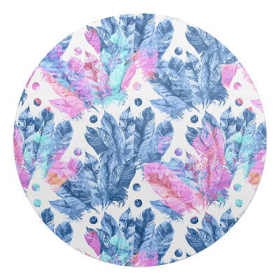 Mata na podłogę pod krzesło okrągła Pióra i kropki