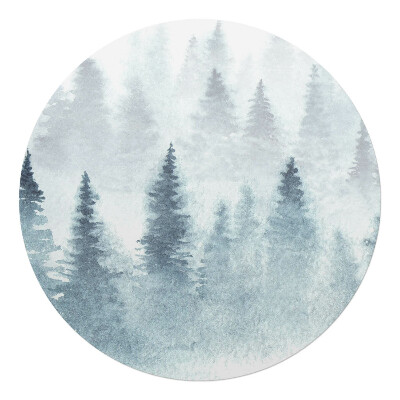 Podkładka pod krzesło obrotowe okrągła Akwarelowy las mgieł