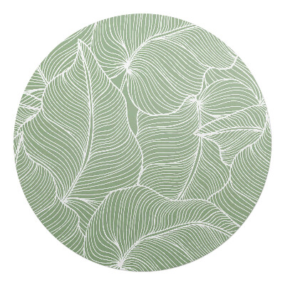 Mata pod fotel biurowy okrągła Liście z liniami