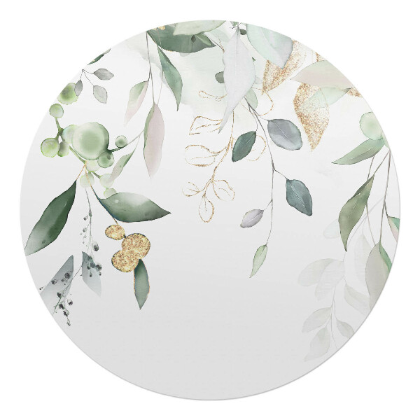 Podkładka pod krzesło obrotowe okrągła Akwarelowa kompozycja liści