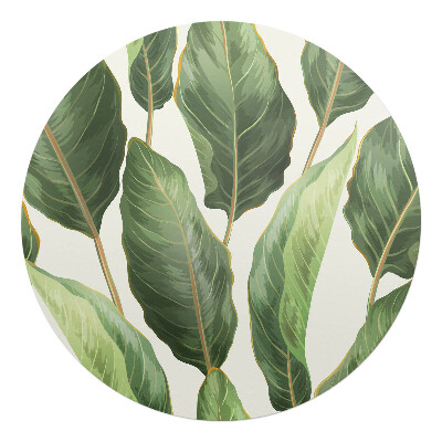 Mata pod fotel biurowy okrągła Liście tropikalne