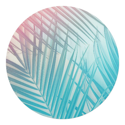 Mata na podłogę pod krzesło okrągła Pastelowe liście palmy