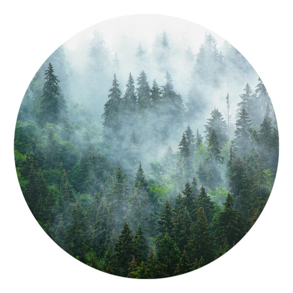 Podkładka pod krzesło obrotowe okrągła Mglisty las iglasty