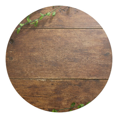 Mata na podłogę pod krzesło okrągła Drewniany blat z liśćmi