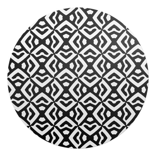 Mata na podłogę pod krzesło okrągła Geometryczny wzór retro