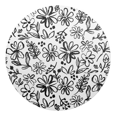 Mata na podłogę pod krzesło okrągła Kwiatowy szkic
