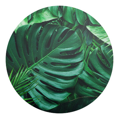 Mata pod fotel biurowy okrągła Tropikalne liście