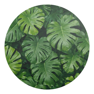 Mata pod krzesło okrągła Liście monstery