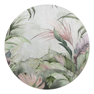 Mata pod fotel biurowy okrągła Tropikalne liście