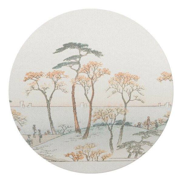 Mata na podłogę pod krzesło okrągła Drzewa nad wodą