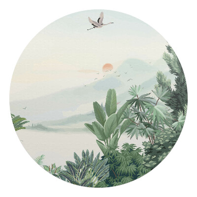 Podkładka pod krzesło obrotowe okrągła Tropikalny pejzaż
