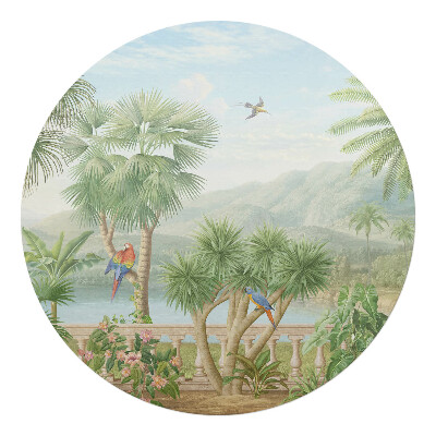 Mata na podłogę pod krzesło okrągła Tropikalny krajobraz