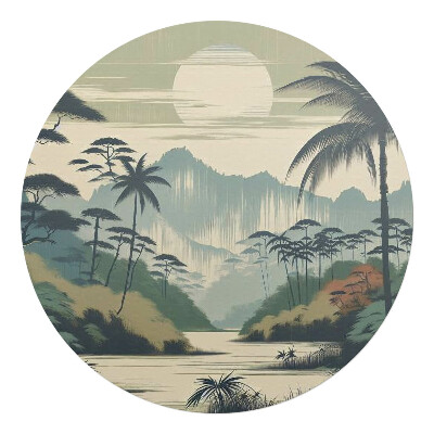 Mata pod krzesło okrągła Tropikalny krajobraz