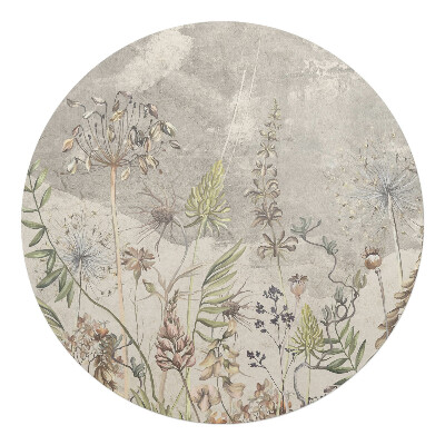 Mata pod krzesło okrągła Roślinny wzór vintage