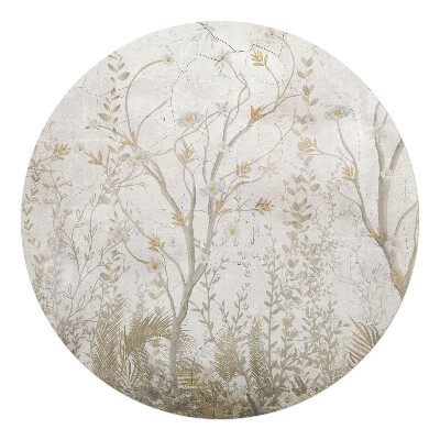 Mata na podłogę pod krzesło okrągła Delikatne roślinne wzory