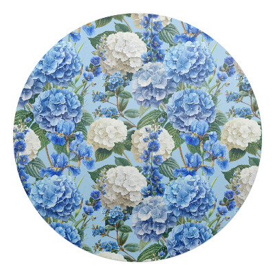 Mata pod krzesło okrągła Kwiatowy wzór hortensji