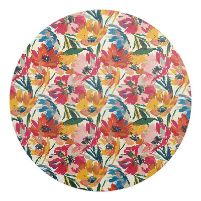 Podkładka pod krzesło okrągła Kwiatowy wzór abstrakcyjny