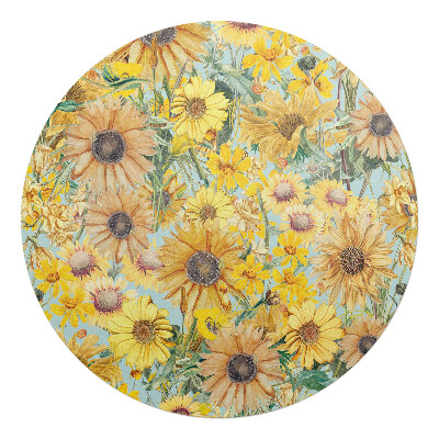 Mata pod krzesło okrągła Kwiatowy wzór łąkowy